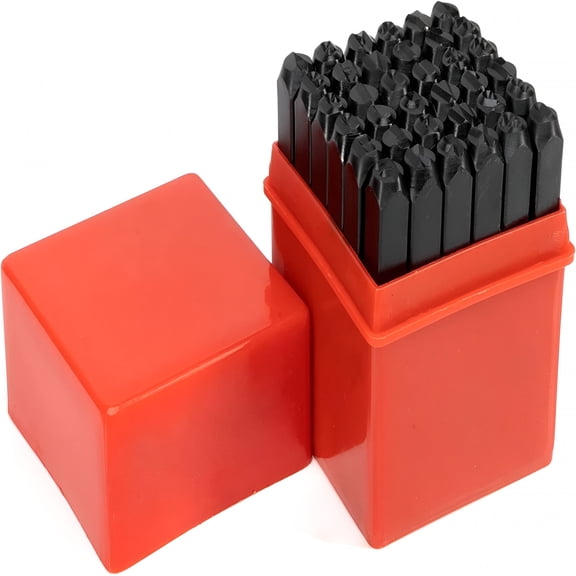CCOCC 2026 New Number and Letter Punch Set with Heat-Treated Steel Punches for Imprinting and Arts and Crafts,1/4-Inch Shaft,36-Piece Stamp Set