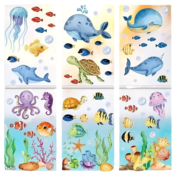 CCOCC 2026 New Ocean Wall Decals Under the Sea Fish Wall Nursery Decals Coral Removable Wall Stickers for Kids Nursery Bedroom Living Room Playroom/Classroom Decor Ocean Room Decor,1Set (9Pcs)