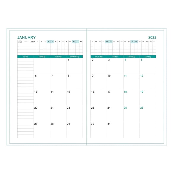 CCOCC 2026 New Planner - Hard Cover Planner,Weekly Note Pages,Calendar Planner,Large Writing Space,Elastic Band,Inner Pocket,Excellent for School & Office Schedule