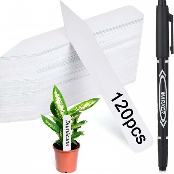 CCOCC 2026 New Plant Labels 120Pcs,Outdoor Waterproof Garden Markers,Plastic Nursery Seed Plant Tags with Bonus A Permanent Marking Pen,Gardening Gifts for Women Men