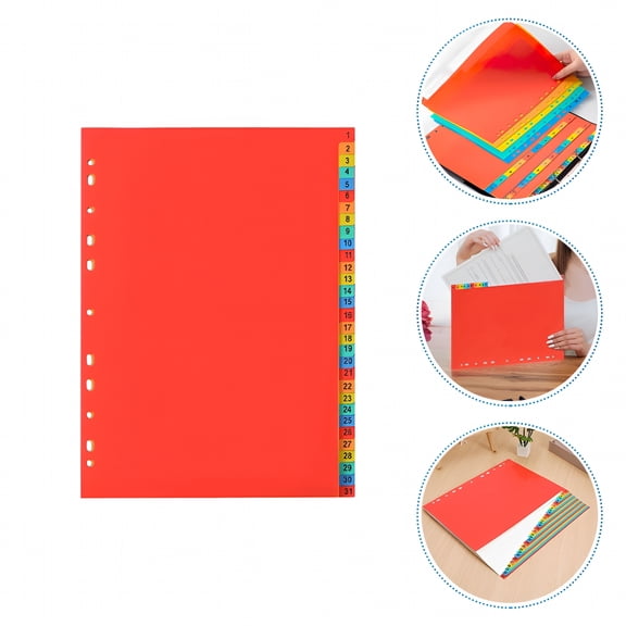 CCOCC 2026 New Plastic Binder Dividers with 1 to 31 Number Tabs Insertable Page Separators for Planner Journal Notebook