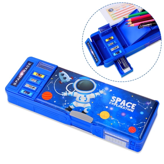 CCOCC 2026 New Pop Up Multi Function Pencil Case, Cute Cartoon Pen Box Organizer Stationery, Sharpener, Schedule, WhiteboardBlue