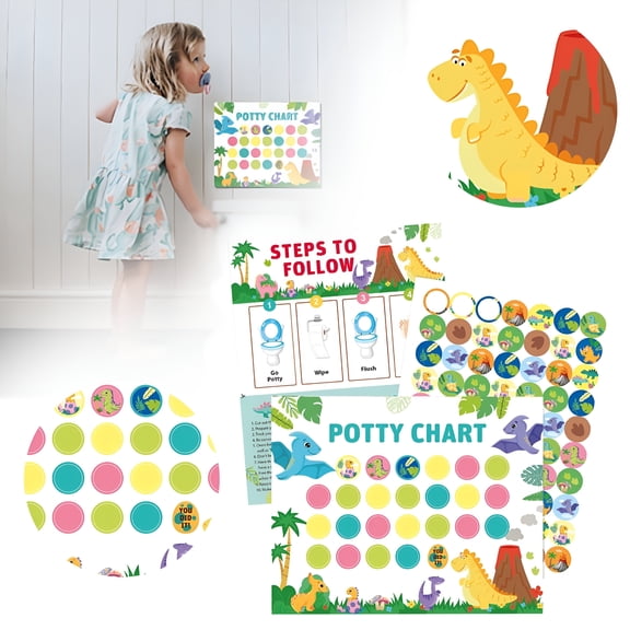 CCOCC 2026 New Potty Training Chart for Toddlers Boys-Set of Sticker Potty Chart for Boys,8X10" Potty Training Sticker Charts for Toilet Success,Potty Sticker Chart Dinosaur Toddler Reward Chart