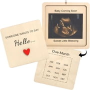 CCOCC 2026 New Pregnancy Announcement Box for Grandparents with Sign-Baby Coming Soon Gift,Holds 3X4 Ultrasound Photo,Surprise Reveal Keepsake for Parents SquareClassic,Wood Color,3X4