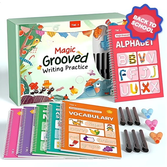 CCOCC 2026 New Reusable Handwriting Practice Books Groove Workbooks Large Writing Practice Books (6-Pack)