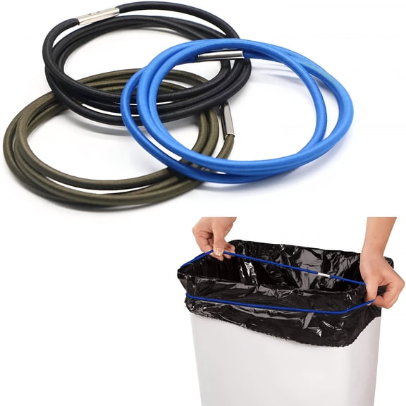 MISSMILE 3 Pcs Heavy Duty Rubber Bands,2.3 Ft Extra Large for Trash Can in Black,Blue,Dark Green