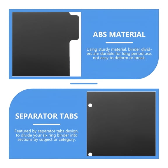 CCOCC 2026 New Separator Tabs Design Binder Dividers Black Abs 5 Sheets for Office Use for Document Organization, Filing Systems, Office Supplies, Workstations, Home Offices, and Classroom Settings.