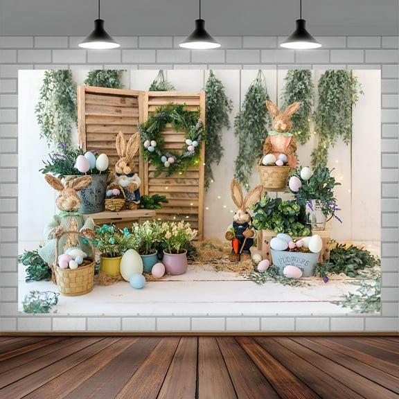 CCOCC 2026 New Spring Easter Backdrop,Easter Eggs Flower Photo Backdrop,Garden Rabbit Easter Party Decoration,Kids Birthday Party Decor Portrait Banner Photo Booth Studio Props 9X6Ft