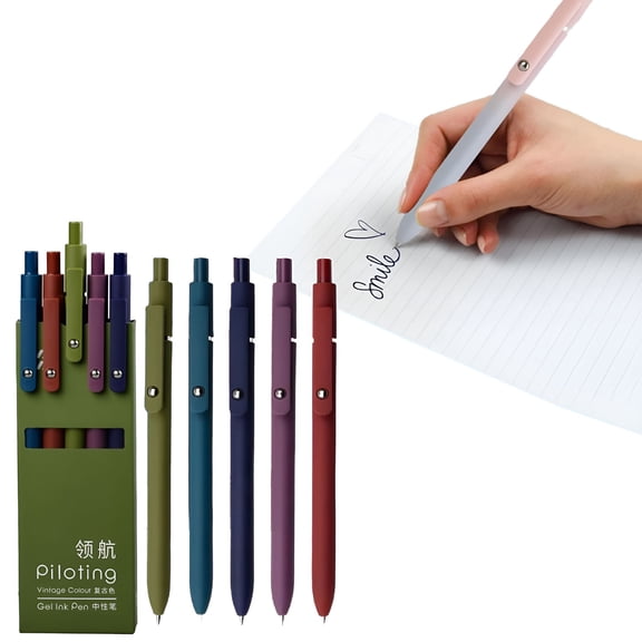 CCOCC 2026 New Star Pens Gel Ink Pen Gel Ink Pen Point Dry Quickly Soft Grip Reduce Hand (5Pcs Retro Color) 5Ml, for Writing, Note-Taking, Journaling, Office Tasks, Schoolwork