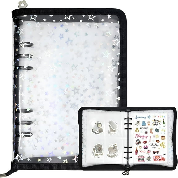 CCOCC 2026 New Sticker Organizer Binder-Reusable Sticker Collecting Book Storage Album Holder with Pocket Pages A5 Zipper Cover Collection Container