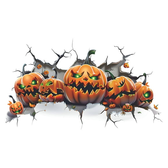 CCOCC 2026 New Thanksgiving Fall Window Clings,Pumpkins Fall Window Cling Sticker,Halloween Maple Leaf Window Decals Stickers,Halloween Broken Wall Pumpkin Bedroom Wall Decorative Wall Stickers