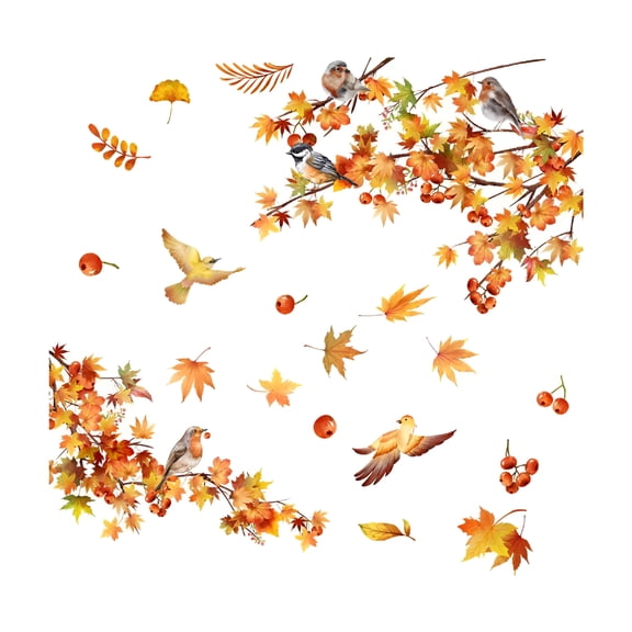 CCOCC 2026 New Thanksgiving Maple Leaves Window Clings,Autumn Window Decals,Fall Clings for Thanksgiving Autumn Harvest Party Decoration Fall Window Clings