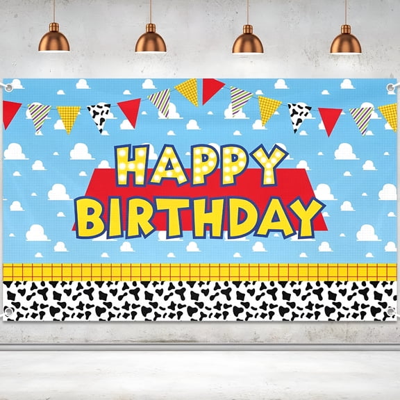 CCOCC 2026 New Toys Backdrop Banner for Story Birthday Decorations,Inspired Birthday Decorations,5 X 3 Ft Happy Birthday Sign for Backdrop