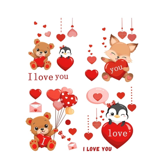 CCOCC 2026 New Valentine'S Day Window Clings Stickers Xoxo Double-Sided Love Heart Window Decals Red Pvc Stickers for Home Wedding Anniversary Party Supplies Shop Window Glass Display Decoration