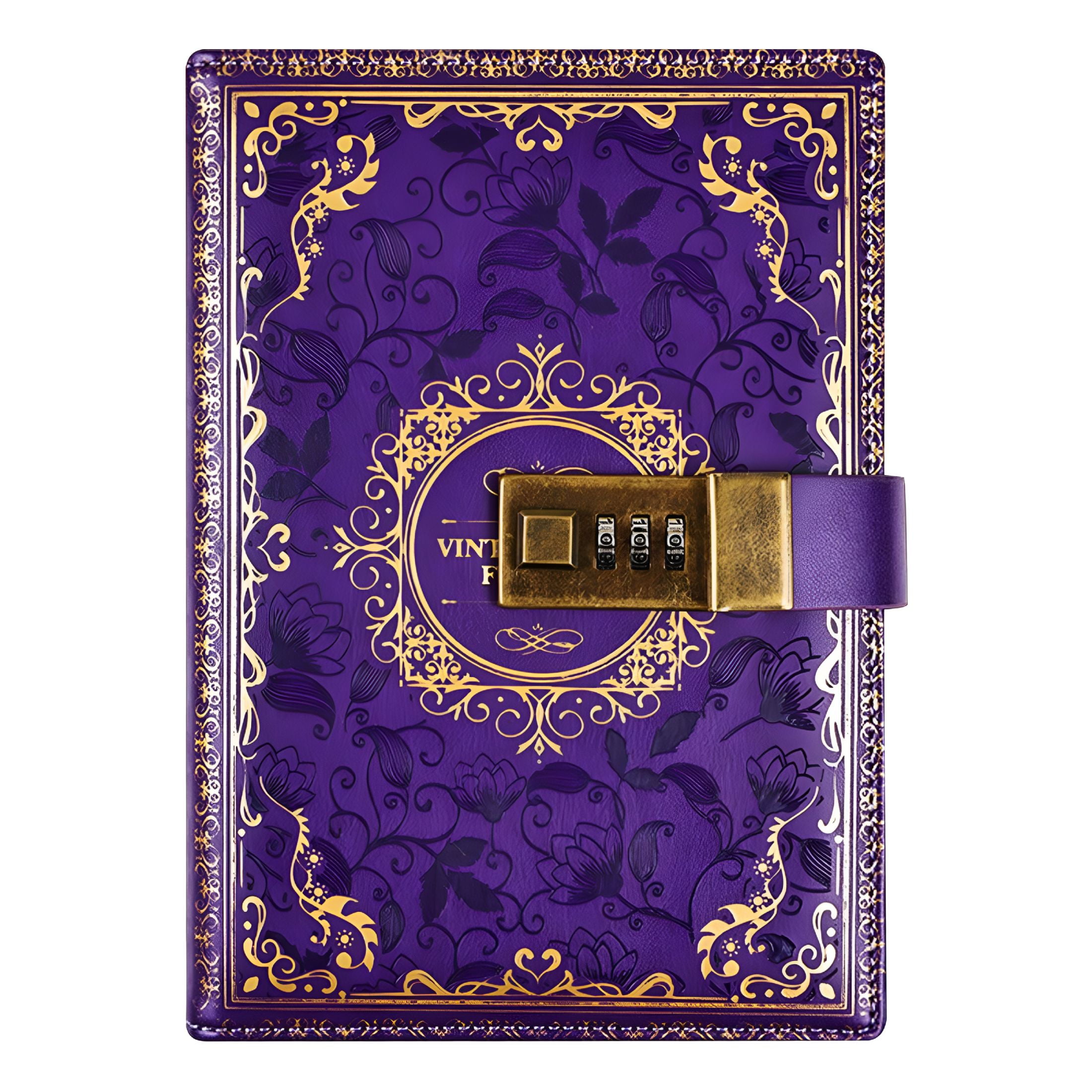 CCOCC 2026 New Vintage Old Diary with Lock,A5 Locking Journal Leather Refillable Writing Notebook with Lock Combination Password Lock Journal with Pen&Gift Box Lock Diary for Adults Men&Women Purple