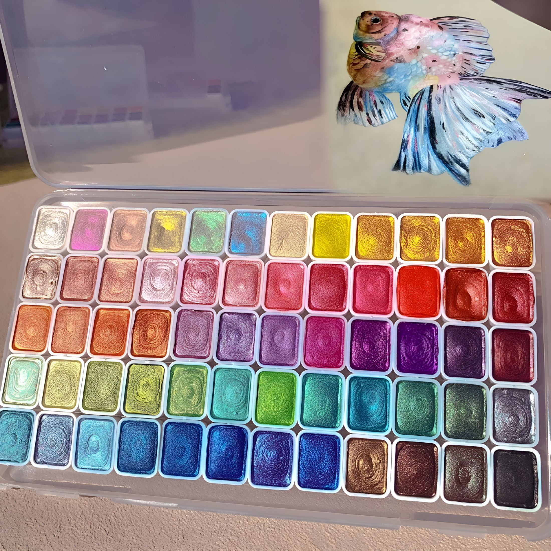 CCOCC 2026 New Water Colors Paint Adult Set,60 Colors Watercolor Painting Set,Metallic Watercolors,Glitter Watercolor Paint for Children Adults Art Paint(60 Colors 1Ml(1* Pen))