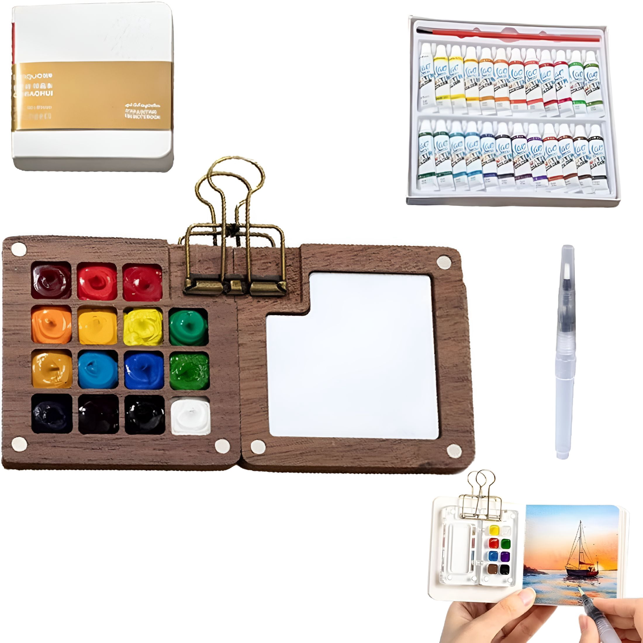 CCOCC 2026 New Watercolor Kit,Watercolor Set,Mini Watercolors Set,Pocket Artist Watercolors Travel Sets,Travel Water Color Kit for On-The-Go Painting,Outdoor Sketching,Creative Travel Projects