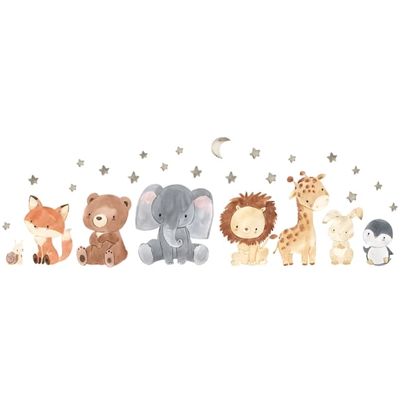 CCOCC 2026 New Woodland Animals Leaf Wall Decals-Bear Fox Deer Wall Stickers-Baby Nursery Classroom Wall Decor for Nurseries, Children'S Rooms, Classrooms, Playrooms, Nature-Themed Spaces