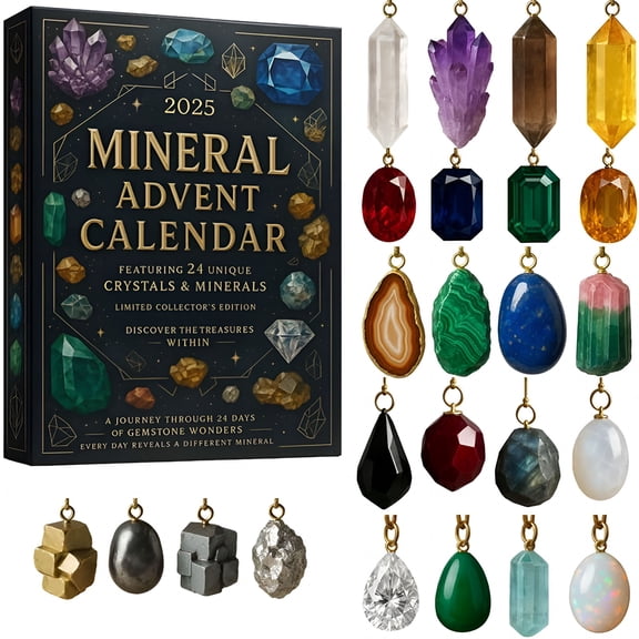 CCOCC 2026 Newmineral Advent Calendar,24 Days Crystal&Gemstone Countdown Box for Adults and Kids,Unique Earth Mineral Christmas Advent Calendargift for Collectors,Geology Lovers