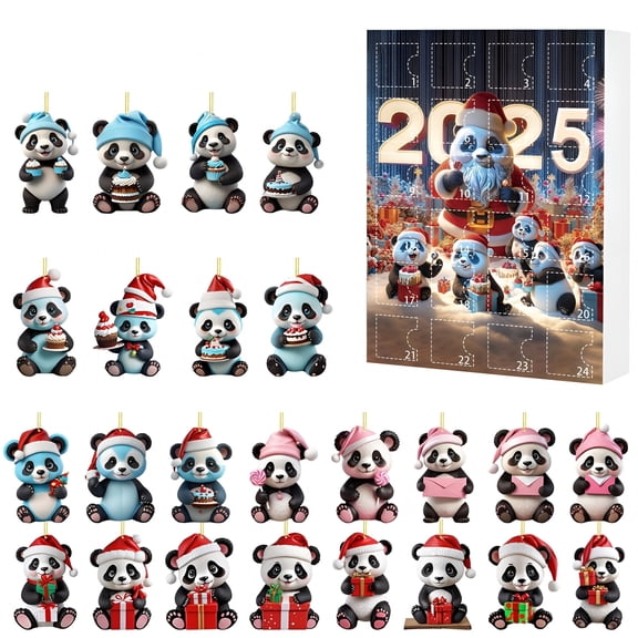 CCOCC 2026 Newplayful Panda Christmas Countdown Calendar-24 Day Advent Calendar with Premium Acrylic Hanging Ornament,Gift Box for Family&Friends