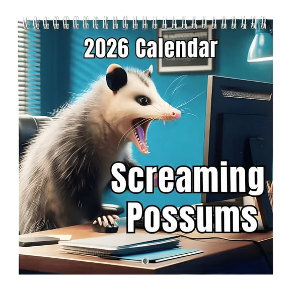 CCOCC 2026 Screaming Possum Calendar Funny Wall Calendar 12 Month Planner Thick Paper Gift for Possum Lovers Home Office Dcor 8.3X8.3 Inch