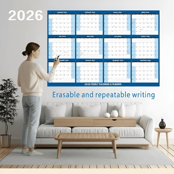 CCOCC 2026 Starry Sky Wall Calendar  Folded Large Wet & Dry Erase Laminated Planner,Reversible Horizontal/Vertical Design for Home Use 34*24in