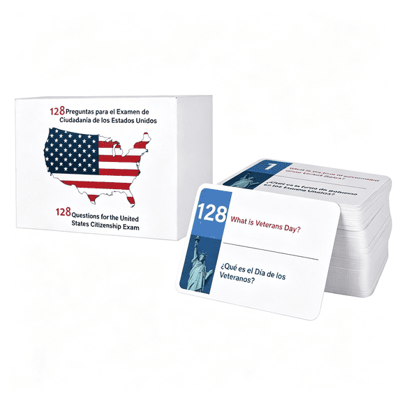 CCOCC 2026 Us Citizenship Flash Cards,Naturalization Study Guide English&Spanish Test Flash Cards Bilingual Booklet Combo Set with 128Pcs Us Civics Questions&Answers