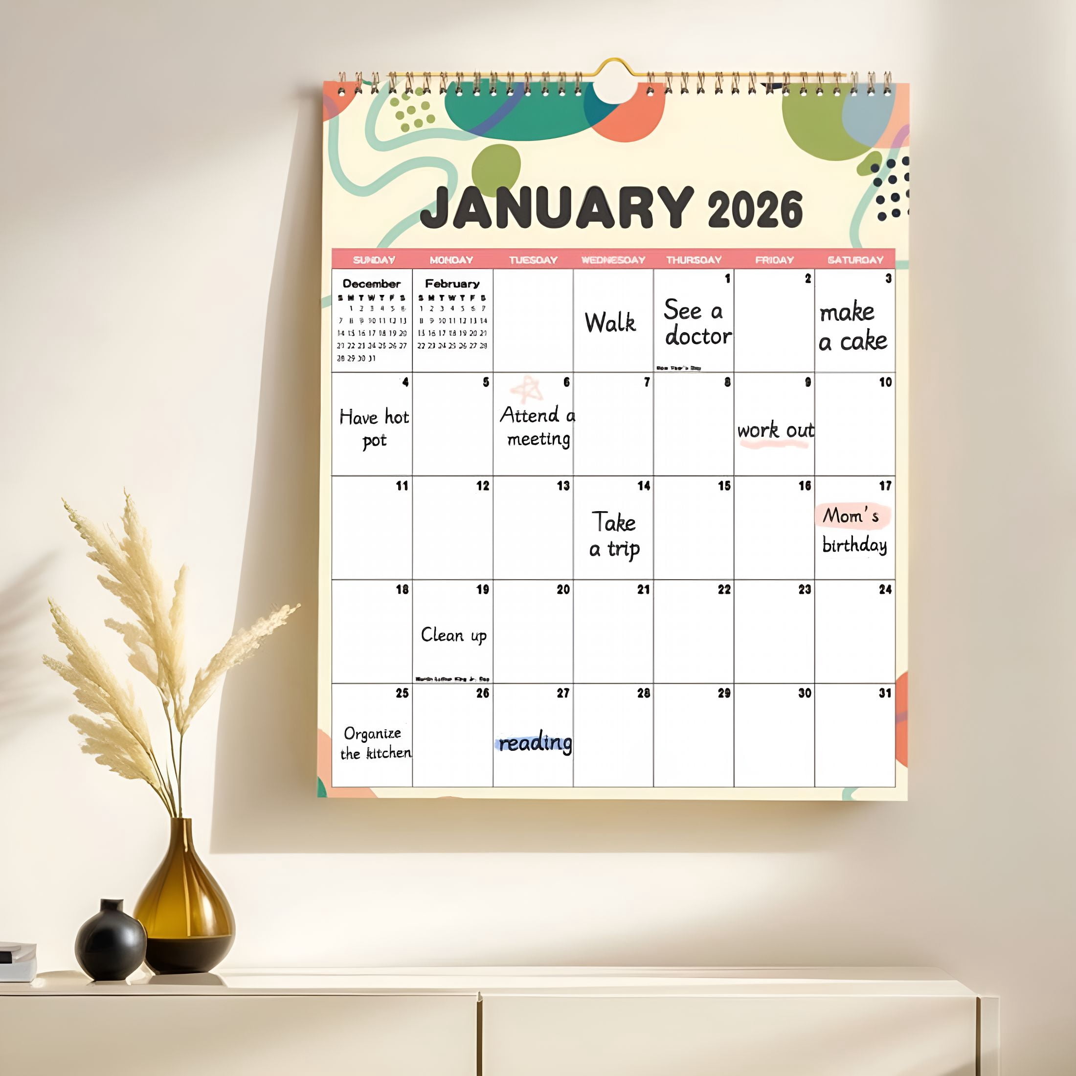 Calendar Reference Image CCOCC 2026 Wall Calendar | Vertical Monthly Planner with Ruled Daily ...