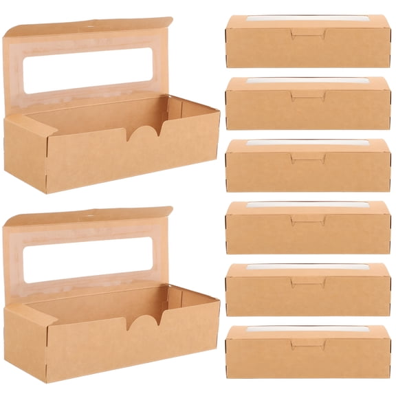 CCOCC 20Pcs Brown Kraft Cookie Box with Clear Window Paper Packaging Box for Dessert Pastry Candy Cookie Boxes with Window