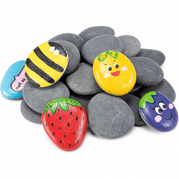 CCOCC 20Pcs Rocks for Painting,1-2" Natural Flat Diy Painting Rocks,Smooth Stones for Crafts,Arts,Decoration,Kindness Rocks Garden Decoration,Natural River Rocks for Painting