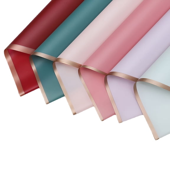 CCOCC 20pcs Silver Gold Edge Matte Paper Jelly Film Bouquet Flower Wrapping Paper