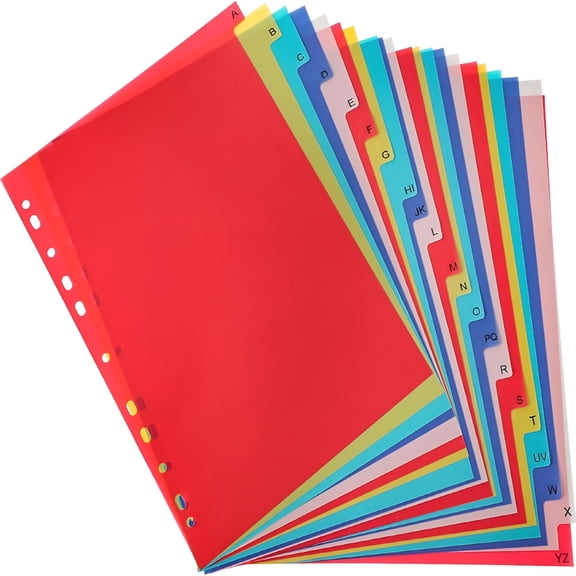 CCOCC 21 Tab A-Z Binder Dividers,3 Ring Plastic Binder Dividers with Tabs Multicolor Alphabet Dividers for 2/3/4/11 Ring Binders,Letter Size (8.2x11.6 Inch)