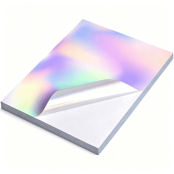 CCOCC 22 Sheets Holographic Sticker Paper 8.5 x11 inch for Inkjet Printer & Laser Printer US letter size Holographic Printable Vinyl Rainbow Sticker Printer Paper Adhesive Waterproof Vinyl