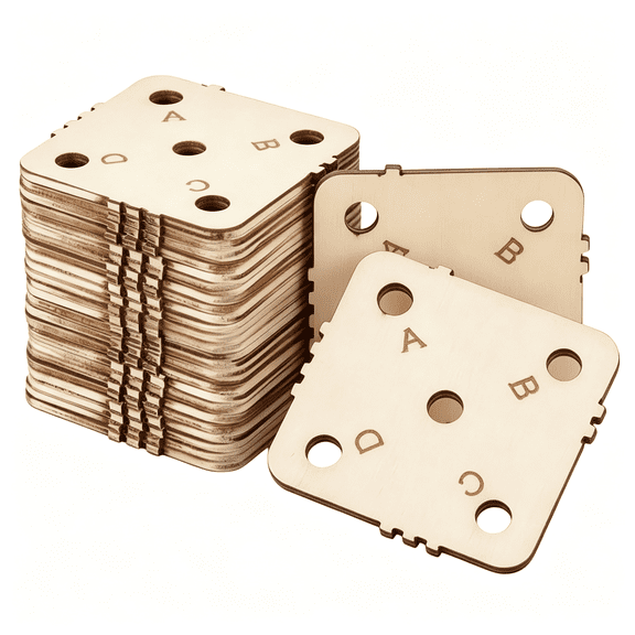 CCOCC 24 Pcs 1.8" Square Wooden Weaving Cards with 5 Holes,Tablet Weaving Loom Supplies & Tools for Inkle Loom,Handmade Knitting Diy Craft Projects Tablet Weaving Cards