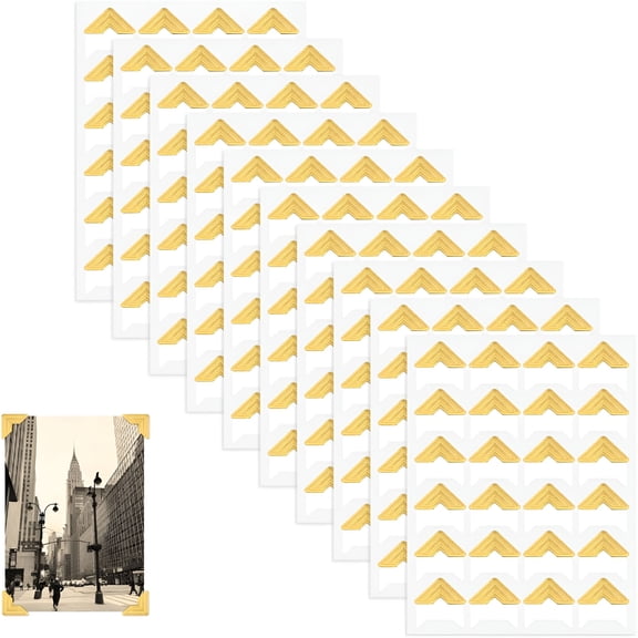 CCOCC 240 Pieces Photo Corners for Scrapbooking, Gold Photo Corner Stickers, Self-Adhesive Photo Mounting Corners for DIY Scrapbook Photo Album Diary, 10 Sheets