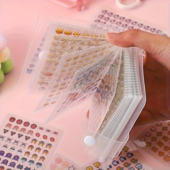 CCOCC 2400 Pcs Cute Mini Stickers with Storage Book,Assorted Vinyl Decals