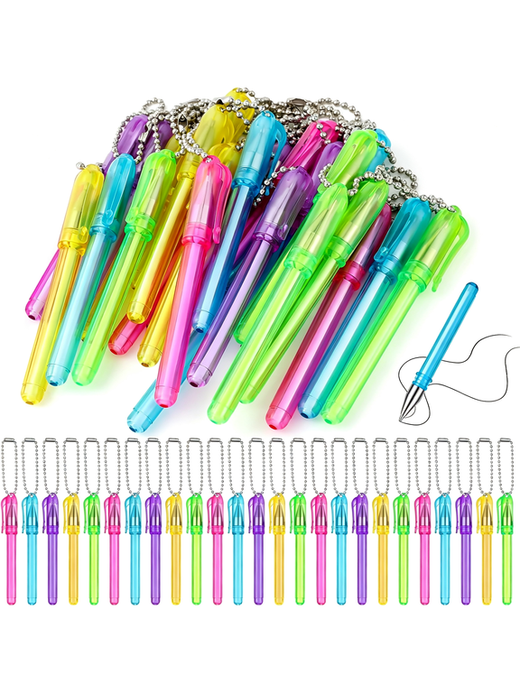 25Pcs Mini Keychain Pens Ballpoint Bulk Small Lanyard Pen for Badge Reel|Pocket Colorful Ballpoint with Keyring Blackink 1.0 Mm for Badge Nurse Office School Teacher Doctor Gifts