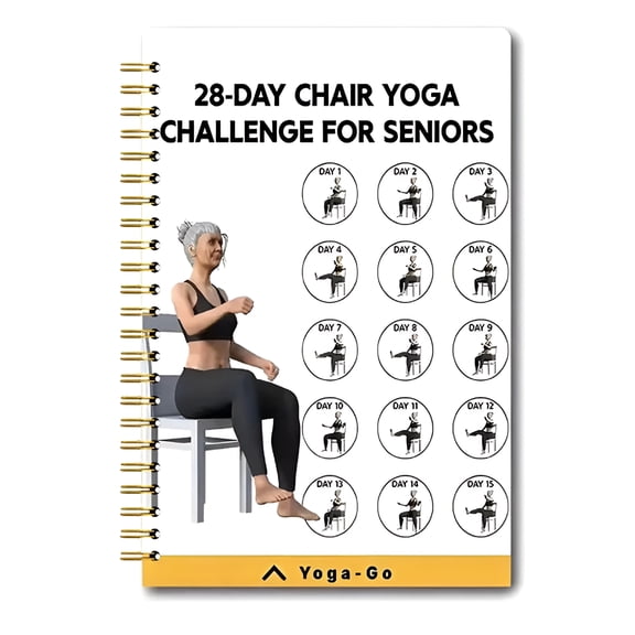 CCOCC 28-Day Chair Yoga Challenge Spiral Notebook, Thick Paper Fitness Planner for Seniors and Beginners, Wellness Tracker for Home, Office, Gym, and Personal Use