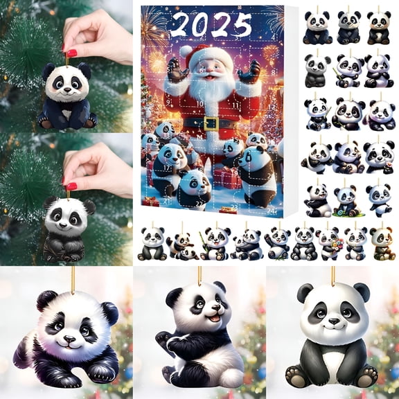 CCOCC 2D Acrylic Countdown Desk Calendar-24 Day Panda Countdown Calendar