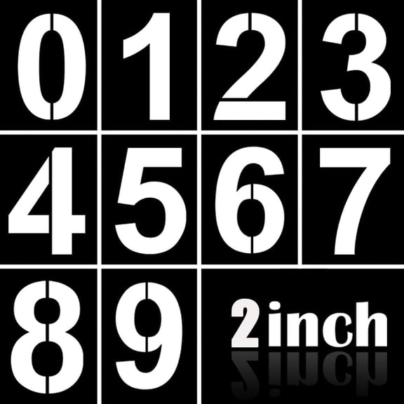 CCOCC 2In Plastic Number Stencils Kit 0-9-Reusable Address&Digital Number Painting Templates for Cake,Mailbox,Road,Parking Lot,Door,Truck Signs