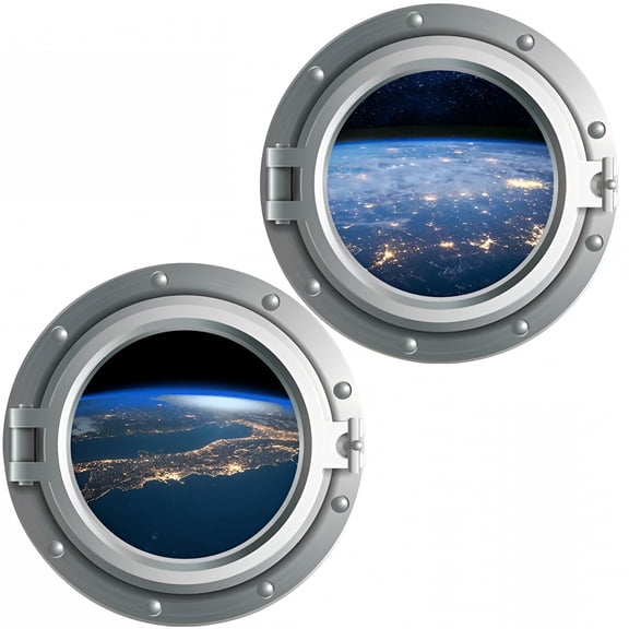 CCOCC 2Pcs 3D Planet Universe Wall Decals, Space Themed Wall Stickers for Kids Room