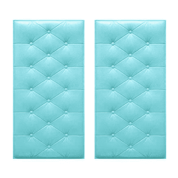 CCOCC 2Pcs 3D Wall Art Easy Peel-And-Stick Application Wall Panels Protective Bumpers Anti Collision Wall Sticker Light Blue
