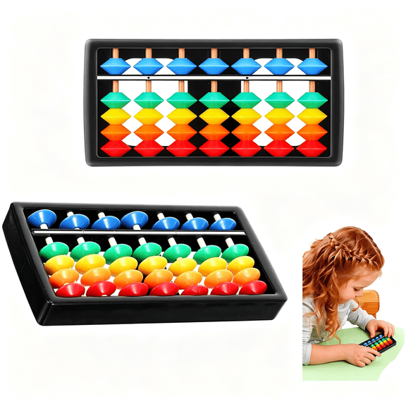CCOCC 2Pcs Abacus for Kids Math,Mini Abacus 7 Column Soroban,Toddler Math Educational Toy for Preschool Early Development and Mental Arithmetic Training,4.65X2.36 Inches,Plastic