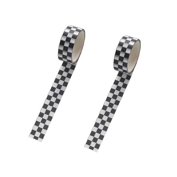 CCOCC 2Pcs Black White Decorative Washi Tape Compact Checkerboard Pattern Paper Tape Diy Fade-Resistant Arts Black and White Washi Tape and Arts and Crafts Tape Adhesives, Arts and Crafts Tape
