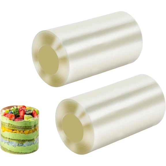CCOCC 2Pcs Cake Collars 3 394Inch, Transparent Acetate Sheet Cake Rolls, Clear Cake Strips for Chocolate Mousse Baking, Cake Decorating Durable Cake Collar