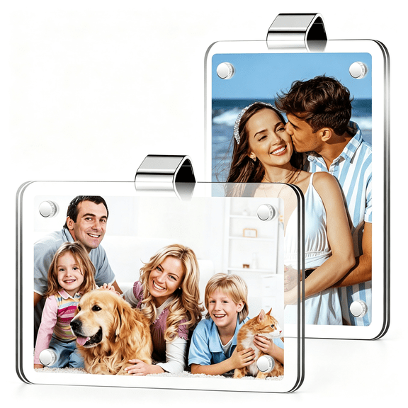 CCOCC 2Pcs Car Picture Holder,Acrylic Personalized Car Picture Holder,Sun Visor Magnetic Photo Frame for Car,Suitable for Placing Family Or Personal Photos