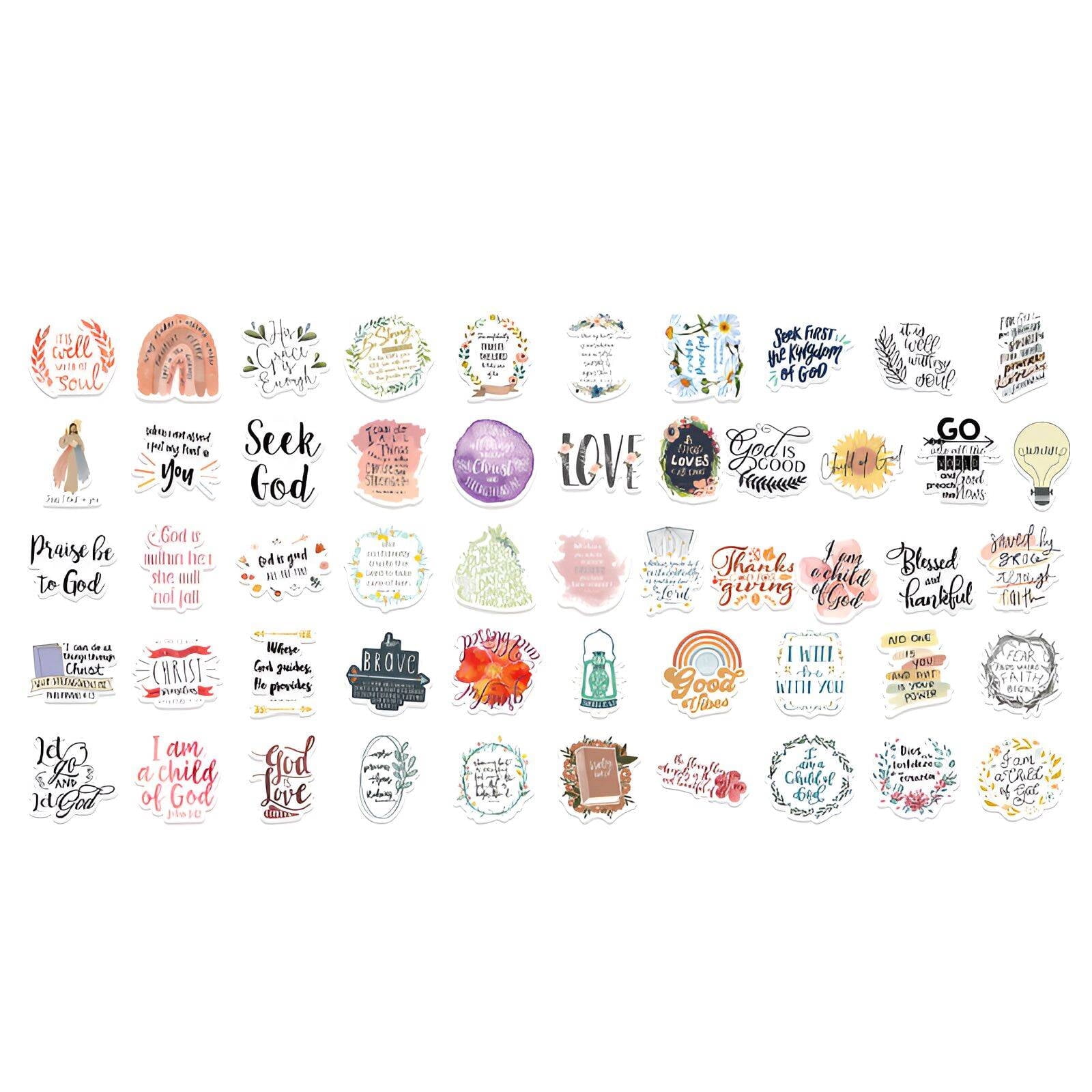 Christian Sticker Simple CCOCC 2Pcs Christian Stickers,Jesus Phrases Bible Stickers,Meaningful ...
