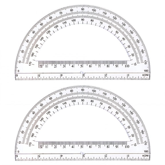 CCOCC 2Pcs White Clear Protractor - Semicircular 180°, For Student Studying