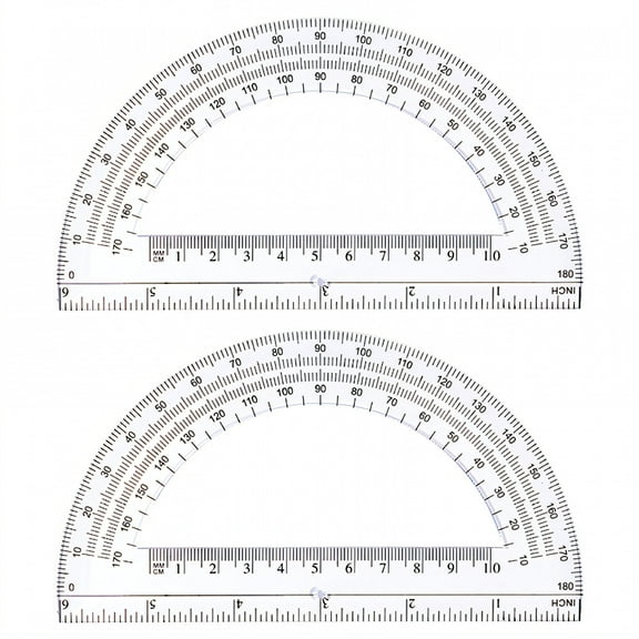CCOCC 2Pcs White Clear Protractor - Semicircular 180°, For Student Studying