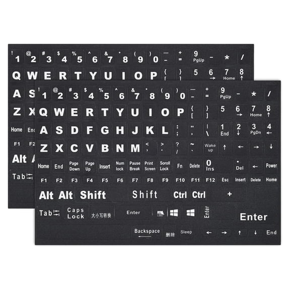 CCOCC 2Pcs English Keyboard Stickers Replacement Letters,Full Size Big Letter Qwerty Keyboard Sticker Universal for Pc Computer Laptop Desktop,Matte Keyboard Alphabet Stickers